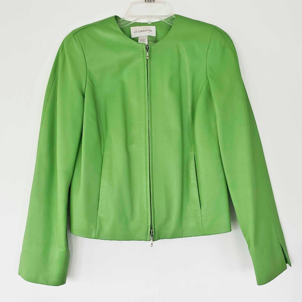 Liz Claiborne Lime Green Leather Jacket Size 4